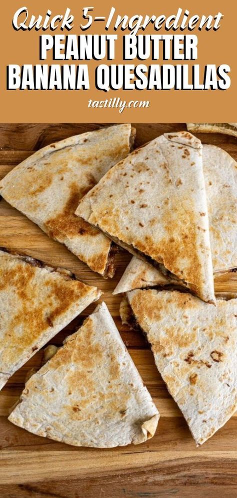 Ideal as a quick breakfast or snack, Peanut Butter Banana Quesadillas are not only easy to make but healthy and delicious. Quick-prep and one-pan-easy make them truly convenient when looking for a spontaneous treat. Switch the chocolate chips with mini marshmallows for a fun twist! Banana Quesadilla, Healthy Quesadilla Recipe, Quesadilla Recipes Easy, Baking Recipes For Kids, Quick Healthy Snacks, Low Cholesterol Recipes, Sweet Snacks Recipes, Mini Marshmallows, Easy Dishes