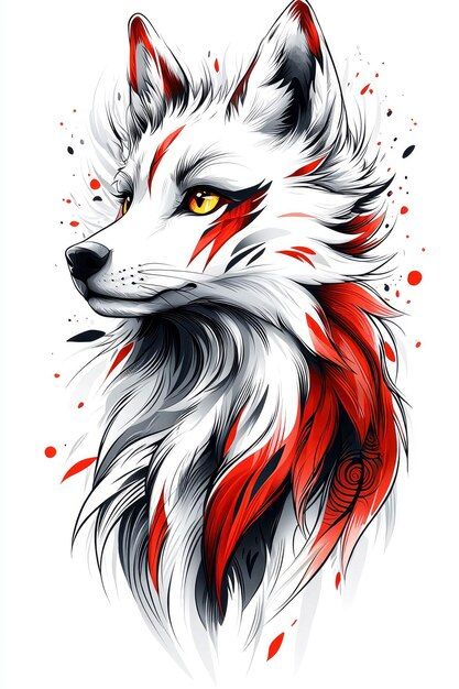 Fire Fox Drawing, Japanese Fox Tattoo Design, Nine Tailed Fox Tattoo, Fox Tattoo Men, Geometric Wolf, Art Fox, Fox Drawing, Wolf Artwork, Spirit Animal Art