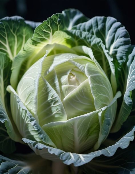 A detailed close-up of a fresh white green cabbage shows the intricate patterns of its leaves, veined textures, and the stock images Cabbage Aesthetic, Pallet Inspiration, Cabbage Leaves, Green Cabbage, Intricate Patterns, White Green, Industrial Design, Perennials, Vector Art