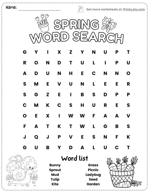 Spring Word Search Free Printable Word Search Puzzles For Kids, Word Search Free Printable, Tulip Seeds, Spring Word Search, Easy Word Search, Free Printable Word Searches, Spring Words, Spring Printables, 10 Commandments