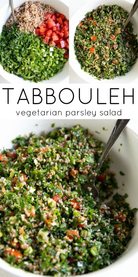 Tabouli Salad Recipe, Tabouli Salad, Tabbouleh Recipe, Parsley Salad, Bulgur Wheat, Vegetarian Salad Recipes, Vegetarian Salads, Vegan Salad Recipes, Noodle Salad