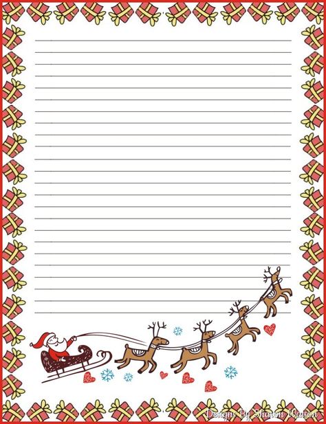 Christmas Letter Paper Printable, Christmas Stationary Printable, Free Santa Letter Template, Christmas Note Paper, Christmas Writing Paper, Scrapbook Recipe Book, Christmas Stationary, Printable Lined Paper, Vintage Bookmarks