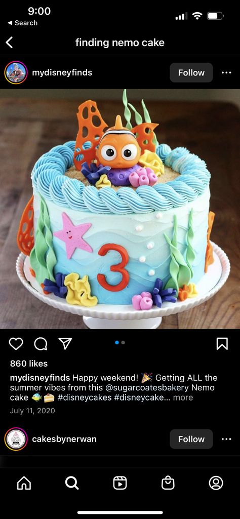 Finding Dory Cake Birthday, Finding Nemo Two Year Old Birthday, Finding Dory Smash Cake Ideas, Finding Nemo Cake Smash, Finding Nemo Smash Cake, Finding Dory Cake, Finding Nemo Sheet Cake, Dory Cake, Finding Nemo Cake