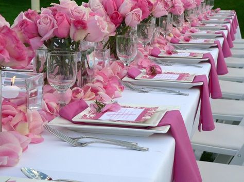 Pink Table Settings, Pink And White Weddings, Bridal Luncheon, Beautiful Table Settings, Pink Table, Pretty Tables, Pink Parties, Wedding Florist, Pink Wedding