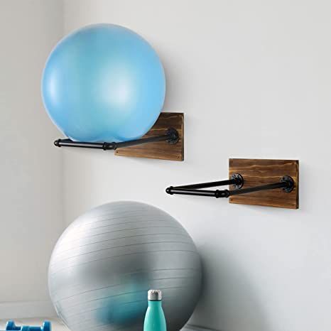 keeps your sports balls neat and organized, freeing up space in your home. #sportsballs #storage Gym Equipment Wall Storage, Workout Ball Storage, Aesthetic Home Gym Ideas, Physical Therapy Room Design, Yoga Ball Storage, Small Gym Ideas, Exercise Ball Storage, Workout Room Organization, Weights Storage