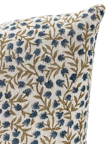 Designer Floral Print on Natural Linen Pillow Cover, Indigo Blue and Mustard Khaki Pillow Cover, Boho Pillow, Floral Throw Pillow Cover - Etsy Olive Living Rooms, Blue Floral Pillows, Yellow Throw Pillows, Floral Throw Pillow, Living Room Update, Linen Pillow Cover, Floral Throw Pillow Covers, Modern Farmhouse Living Room, Traditional Pillows