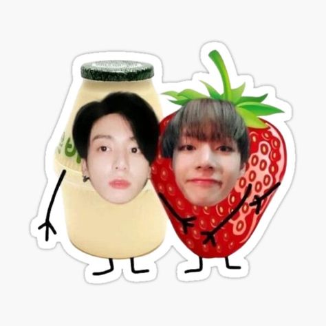 Cute Kpop Stickers, Bts Stickers Printable, Kpop Stickers Printable, Taehyung Sticker, Milk And Strawberry, Taekook Cute, Stickers Bonitos, Sticker Bts, Sticker Kpop