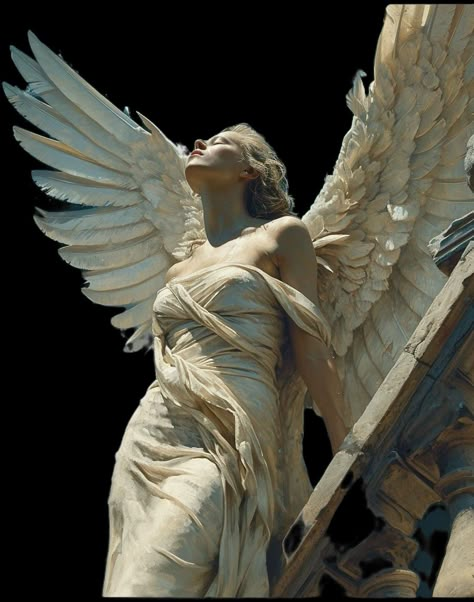 Icarus Pose Reference, Angel Wings Sculpture, Angel Statue Reference, Angel Pose Reference Photo, Angel Wings Statue, Sculpture Of Woman, Angel Reaching Down, Angle Aethstetic, Angel Poses Reference