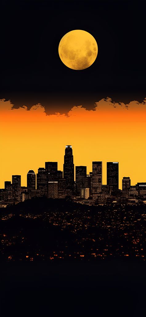 Sunny yellow aesthetic view of the Los Angeles skyline featuring the U.S. Bank Tower. Yellow Aesthetic Wallpaper Iphone, Yellow Aesthetic Wallpaper, Hi C, Iphone Wallpaper Yellow, Simplistic Wallpaper, Los Angeles Skyline, Amoled Wallpapers, Aesthetic Wallpaper Iphone, 2160x3840 Wallpaper