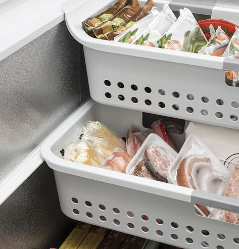 Buying My First Freezer, Crazy About This Rail-Basket Organizing System! Wall Oven Microwave, Freezer Organization, Single Wall Oven, Portable Washer, Laundry Washing Machine, Countertop Microwave, Front Loading Washing Machine, Chest Freezer, Ge Appliances