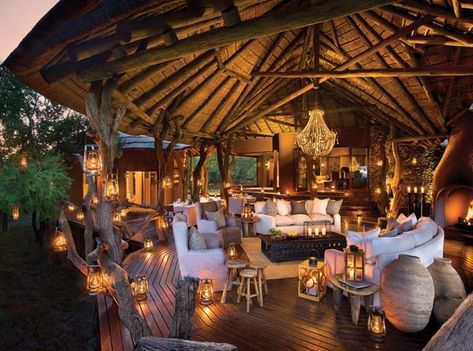 Inside the best private luxury game reserve in South Africa Lodge Design, African House, Game Lodge, British Colonial Style, Outdoor Living Rooms, Luxury Safari, Safari Lodge, African Decor, Lodge Decor