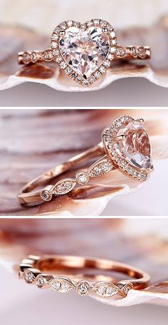 Alternative Engagement Rings Moissanite, Engagement Rings Under 1000, Rose Gold Diamond Band, Heart Shaped Engagement Rings, Morganite Jewelry, 1 Carat Engagement Rings, Milgrain Ring, Engagement Rings Affordable, Gold Diamond Band