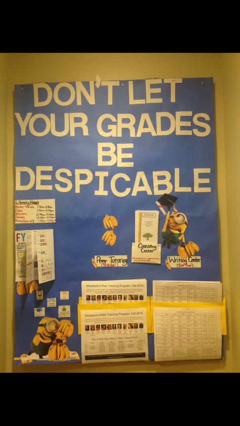 Academic Bulletin Boards College, Ra Bulletin Boards Academic Success, Academic Success Bulletin Board Ra, Academic Ra Board, Finals Week Bulletin Board, Ra Academic Bulletin Boards, Academic Success Bulletin Board, Minion Bulletin Board Ideas, Funny Bulletin Board Ideas