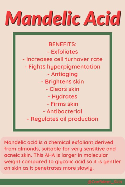 Mandelic Acid Benefits, Skin Facts, Skin Advice, Skin Care Guide, Skin Care Routine Order, Skin Aesthetics, Mandelic Acid, Basic Skin Care Routine, Skin Science