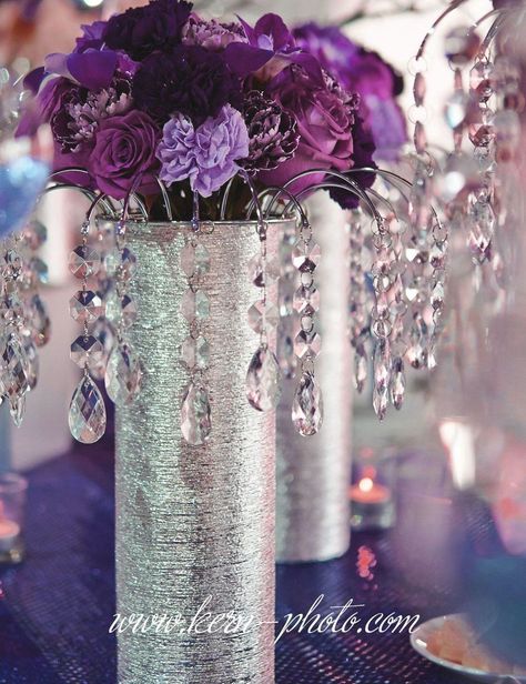 50th Birthday Table Centerpieces, 50th Birthday Table, Birthday Table Centerpieces, Wedding Table Toppers, Bridal Party Bouquets, Wedding Motifs, Beautiful Wedding Flowers, Wedding Floral Centerpieces, Purple And Silver