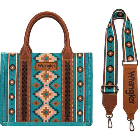 WRANGLER WOMENS Angel Diamond Dark Turquoise AZTEC BOHO SHOULDER BAG Western Purses, Southwestern Print, Printed Canvas Tote Bag, Round Handle, Boho Purses, Crossbody Tote Bag, Small Canvas, Small Tote, Crossbody Tote