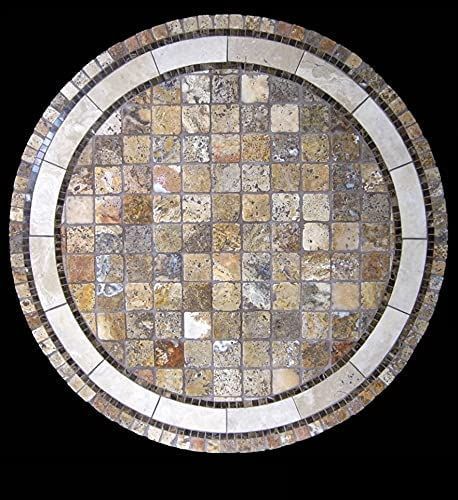 Rio Natural Stone Coffee Tables - 48 Inches Round Tile Table Top, Foyer Floor, White Glass Dining Table, Outdoor Mosaic, Stone Tables, Mosaic Tile Table, Mosaic Tables, Round Coffee Tables, Spool Tables