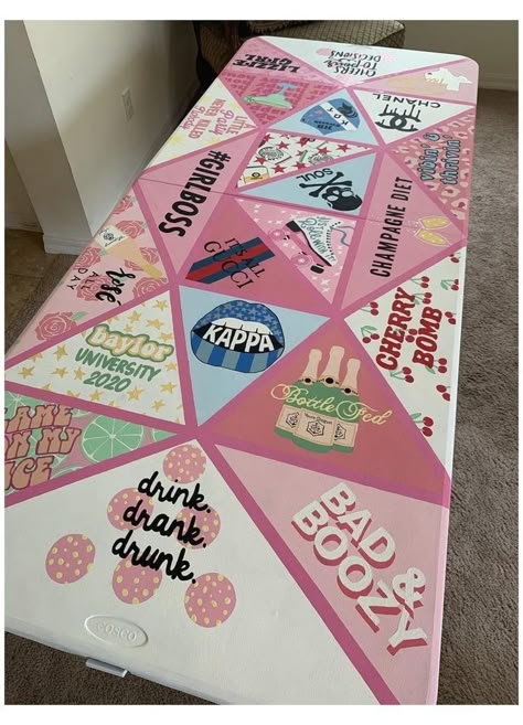 Pong Table Painted, Beer Pong Table Diy, Diy Beer Pong, Diy Beer Pong Table, Custom Beer Pong Tables, Beer Pong Table Designs, Bomb Drinks, Beer Table, Fun Drinking Games