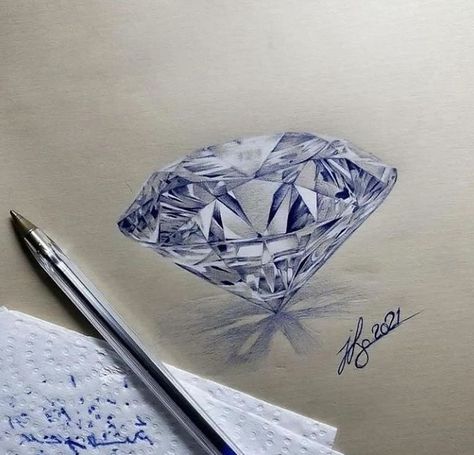 Diamond Drawing Realistic, Small Diamond Tattoo, Diamond Sketch, Diamond Tattoo Designs, Watercolor Tattoo Ideas, Optical Illusion Tattoos, Illusion Tattoos, Jewel Drawing, Gem Drawing