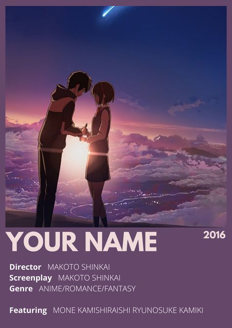 Your Name movie poster Anime Movie Name, Your Name Movie Poster, Your Name Movie, Movie Name, New Anime, Minimalist Posters, Anime Poster, All Anime, Minimalist Poster