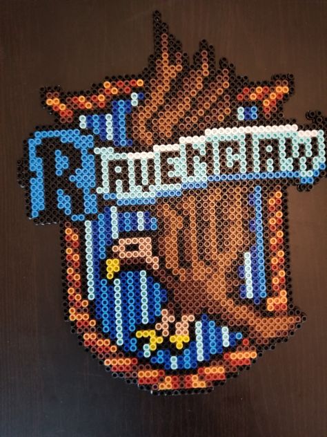 Ravenclaw Perler House Crest Ravenclaw Perler Beads, Harry Potter Pearl Beads, Harry Potter Perler Beads Bookmarks, Luna Lovegood Perler Beads, Dobby Harry Potter Perler Beads, J Craft, Ravenclaw House, Ravenclaw, Perler Bead Patterns