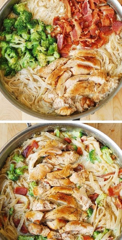 Easy Chicken Broccoli Pasta, Pasta With Bacon, Chicken Broccoli Pasta, Creamy Alfredo Sauce, Creamy Chicken Pasta, Chicken Alfredo Pasta, Bacon Pasta, Broccoli Pasta, Cajun Chicken