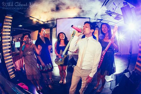 Karaoke night bachelorette party Karaoke At Wedding, Wedding Karaoke Ideas, Karaoke Wedding Reception, Unconventional Bachelorette Party, Wedding Karaoke, Karaoke Wedding, Pizza Wedding, Tattoo Station, Vowel Renewal