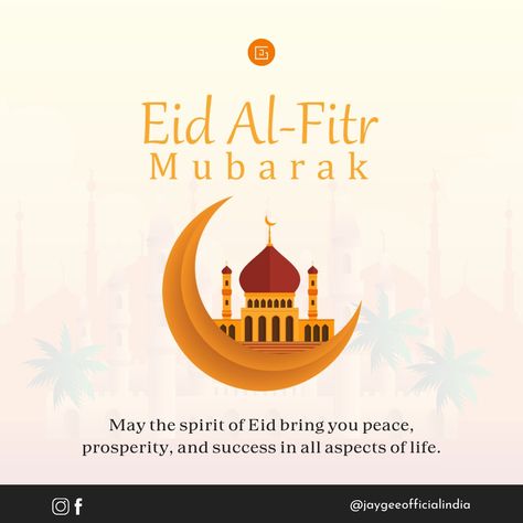 Eid Mubarak to all! 🌙✨ As Ramadan concludes with Eid Ul Fitr, let's embrace the spirit of unity, forgiveness, and charity. May this festive occasion fill your hearts with joy, peace, and gratitude. Wishing you and your family a blessed Eid from the Jaygee team! #eidmubarak #ramadan #celebration #unity #gratitude #peace #blessings #faith #joy #prosperity #eid2024 #festivegreetings #indianfestival Ramadan Celebration, Eid Ul Fitr, Indian Festivals, Eid Mubarak, The Spirit, Ramadan, Gratitude, Festival, Let It Be