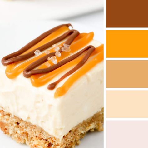 Salted Caramel Color Palette, Caramel Colour Palette, Cheesecake Color Palette, Caramel Palette, Caramel Cheesecake Bites, Salted Caramel Ice Cream, Color Mood, Food Inspired, Calendar Layout