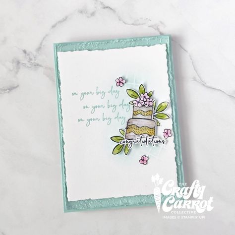 Attention Shoppers of the Crafty Carrot Co, we're bringing you our Sneak Peeks for June's offering. I create my very own naked Wedding Cake using the Country Woods DSP. Artisan Design Team Member (2024) Mikaela Titheridge, The Crafty oINK Pen. UK Independent Stampin’ Up! Demonstrator. Buy your Stampin’ Up! Products through my online store 24/7 and receive a Free Gift from me the following month.  More info on my blog Stampin Up Wedding Cards, Fancy Friday, Artisan Design, Cards For Friends, Party Card, Stamping Up, Scrapbook Crafts, Patterned Paper