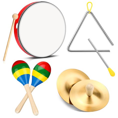 PRICES MAY VARY. Comprehensive Percussion Experience: this drum instrument toys set offers spectrum of instruments to meet every musical aspiration and requirement; It features a wooden frame drum with drumsticks, a triangle bell with beater, 2 maracas, and a pair of brass cymbals; These instruments produce clear and crisp sounds, serving as an amazing tool for music education and rhythmic enlightenment Versatile Application with No Prior Skill Required: whether you're planning for a party enter Drum Instrument, Frame Drum, Hand Percussion, Percussion Instrument, Kids Gift Guide, Percussion Instruments, Fashion Toys, Cymbals, Rattles