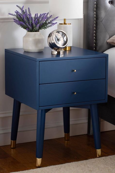 The Best Storage Furniture Pieces From Target Retro Nightstand, Blue Nightstands, Chic Nightstand, Safavieh Furniture, Lapis Blue, 2 Drawer Nightstand, Stylish Beds, Wood Nightstand, Drawer Nightstand