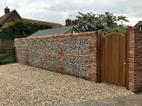 Flint Wall, Flint Stone, Garden Walls, Front Garden Landscape, Garden Steps, Front Gates, Landscape Photography Nature, Side Wall, Rose Cottage