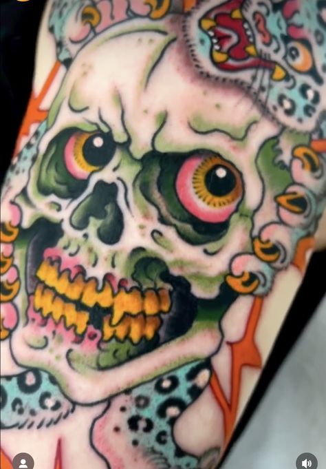 Skull Tattoos Color, Tattoos Color, Skull Tattoos, Color Tattoo, Skull Tattoo, Tatting, Tattoos, Color