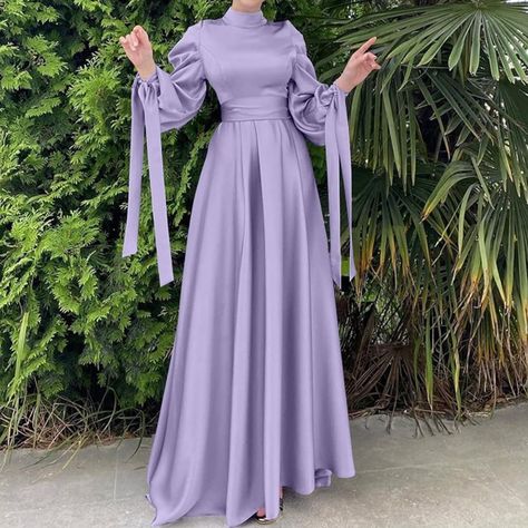 Long sleeve silk dress