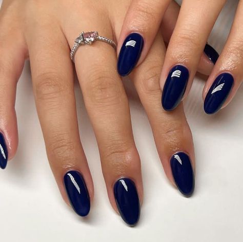 Hoco Nails, Blue Gel Nails, Blue Acrylic Nails, Casual Nails, Simple Acrylic Nails, Almond Acrylic Nails, Nagel Inspo, Classy Nails, Fire Nails