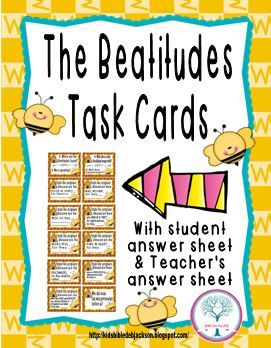 Bible Fun For Kids: Using Task Cards in a Bible Class Beatitudes Matching Game, Beatitudes Game, Beatitudes For Kids Free Printable, Beattitudes Lesson For Kids, Beatitudes Activities, Beattitudes For Kids, Beatitudes For Kids, Religion Activities, The Beatitudes