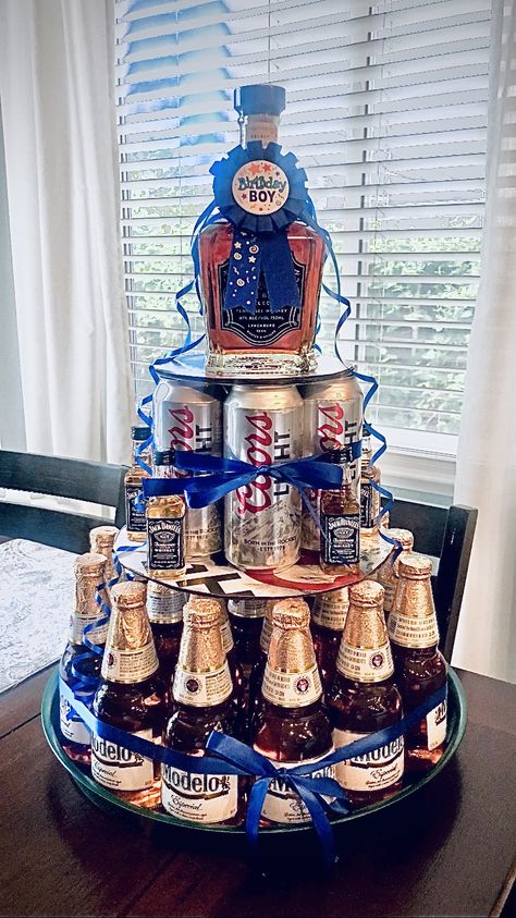 Alcohol Cake For Men, Beer Tower Gift, Beer Can Birthday Cakes For Men, Beer Cake With Bottles, Jack And Coke Cake, Beer Tower Cake For Men, Beer Can Cake Tower, Beer Bottle Cake Tower, Beer Tower Cake