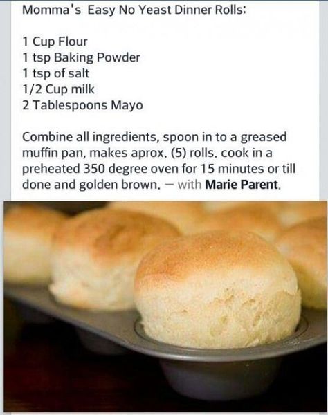 Yeast Dinner Rolls, No Yeast Dinner Rolls, Yeast Rolls, Dinner Rolls Recipe, Homemade Biscuits, Quick Bread Recipes, Easy Bread, Bread Recipes Homemade, Dinner Rolls