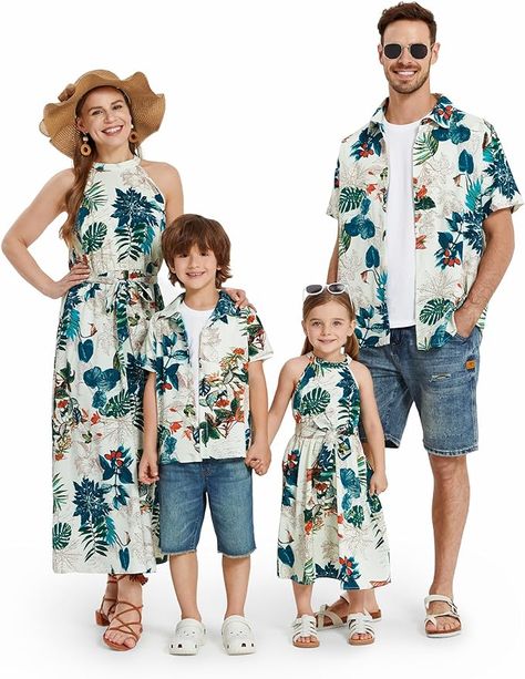 Tropical Party Outfit, Long Beige Coat, Hawaiian Outfits, Vacation Tropical, Fall Wardrobe Essentials, Mommy And Me Dresses, Leather Jacket Style, Hawaiian Outfit, Mommy And Me Outfits