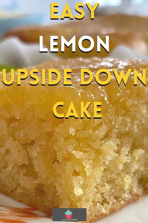 Lemon Upside Down Cake, Recipe Using Lemons, Pretty Cake Stands, Upside Down Cake Recipe, Honey Bun Cake, Lemon Sponge, Homemade Custard, Chilled Desserts, Oatmeal Cake