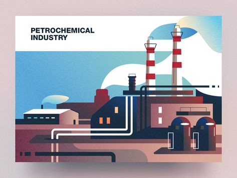 Petrochemical industry by Alexander Tolstov Factory Illustration Industrial, Industrial Illustration, Industry Illustration, Factory Illustration, Petrochemical Industry, Industry Images, Illustration Reference, 2d Illustration, Industrial Factory