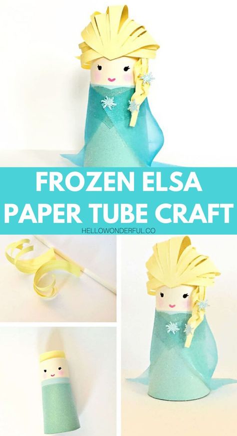 Frozen Elsa Paper Tube Craft for kids #hellowonderful Fun recycled craft inspired by movie Frozen. Elsa Crafts For Kids Easy, Elsa Crafts, Recycled Crafts Kids Preschool, Cardboard Tube Crafts, Disney Crafts For Kids, Tire Chairs, Frozen Crafts, Design Toilet, Kids Toilet