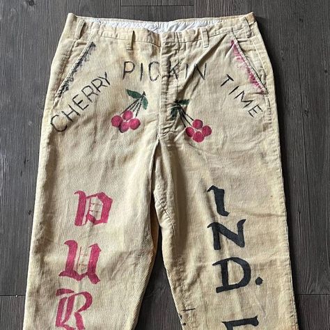 Black State on Instagram: "50s Purdue Senior Cords 🍒 Here’s a great pair old old senior cords from Purdue university. This pair features a funny cherry picking detail at the top along with a bullseye on the back. Measures to Size 31 x 29 SOLD #60s #60svintage #vintage60s #60sstyle #60sfashion #50s #50svintage #vintage50s #50sstyle #50sfashion #seniorcords #vintagecorduroy #vintagecorduroyjacket #purdue #purdueuniversity"