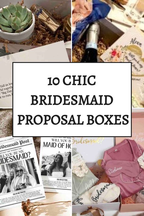 Unveil a unique proposal for your bridesmaids with our exquisite Ultimate Bridesmaid Proposal Boxes! These curated boxes feature luxurious satin PJs, snug slippers, and invigorating facemasks – the epitome of elegance and comfort combined. Ideal for expressing gratitude to your bridal party in a thoughtful and stylish manner. Unique Bridesmaid Box Ideas, Bridal Party Box Ideas, Thoughtful Bridesmaid Proposal, Bridesmaid Proposals Unique, Unique Bridesmaids Proposals, Best Bridesmaid Proposal Ideas, Bridesmaid Gift Boxes Ideas, Unique Ways To Ask Your Bridesmaids, Bridesmaid Announcement Ideas