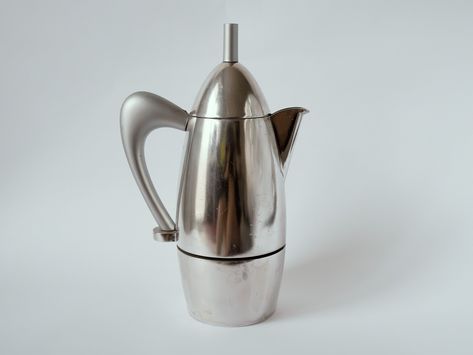 Italian Designer coffee maker Carlo Giannini CHICCA, Vintage Mid-Century Modern Stovetop Moka Pot Made in Italy, Collectible Espresso Maker Italian Coffee Maker, Moka Pot, Stylish Interior Design, Espresso Maker, Italian Coffee, Retro Waves, Curated Vintage, Coffee Machine, Vintage Italian