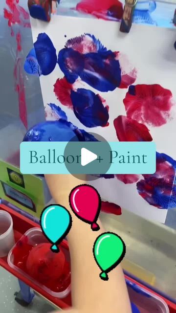 Preschool Vibes on Instagram: "🎨🎈 Dive into creativity with our balloon painting project! Discover the fun of using balloons as paintbrushes! Dip small balloons into vibrant red and blue paint and dab away on a large paper canvas clipped to our art easel. 🖌️🔵🔴 This engaging activity combines color exploration and texture play, perfect for developing fine motor skills and sparking imagination. 🌟 Ready to see the unique patterns created by balloon art? Let’s make some colorful magic! 🎈✨" Preschool Vibes, Color Exploration, Balloon Painting, Small Balloons, Preschool Colors, Art Easel, Preschool Letters, Red Balloon, Balloon Art