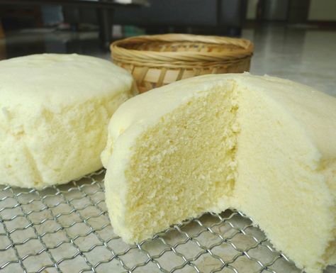 Chinese Steam Cake Recipe, Steamed Sponge Cake Recipe, Chinese Dessert Recipe, Steam Cake Recipe, Chinese Cake, Asian Cake, Steamed Cake, Steam Recipes, Chinese Dessert