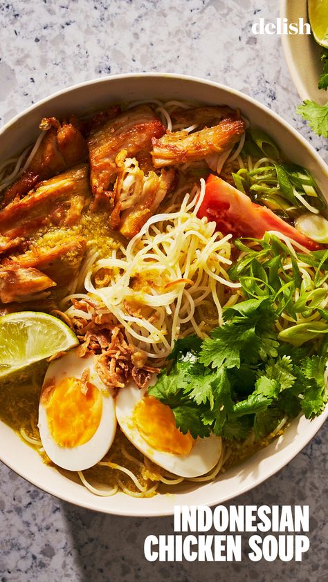 It will warm your soul right up. Indonesian Chicken, Matzo Ball, Matzo Ball Soup, Malaysian Cuisine, Fresh Turmeric, Fried Shallots, Winter Dinner Recipes, Small Food Processor, Winter Dinner