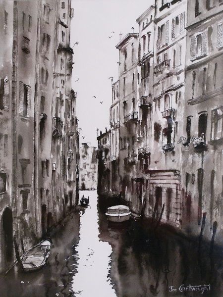 Pen And Ink Techniques, Ink Drawing Techniques, Ink And Wash, Ink Techniques, China Ink, Ink Wash Painting, Pen And Wash, Venice Canals, Tinta China